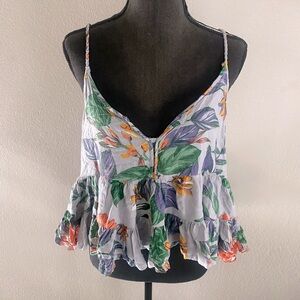 Patrons of Peace, size L, blue/floral top, braided straps